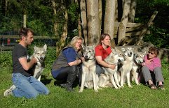 DSC_4452 Noch ein Gruppenphoto, diesmal mit den Eltern! Von links nach rechts: Alex mit Aiko, Grit mit Asgard, ich mit Timish und Mama Nisha, Marianne mit Papa Tunka